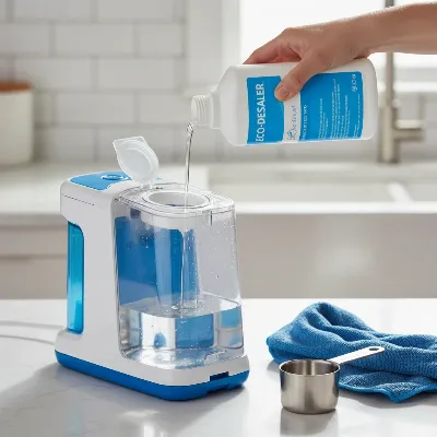 Steam cleaner descaling process for home maintenance